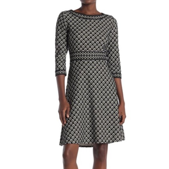 Max Studio Patterned 3/4 Sleeve Knit Dress - Picture 1 of 2